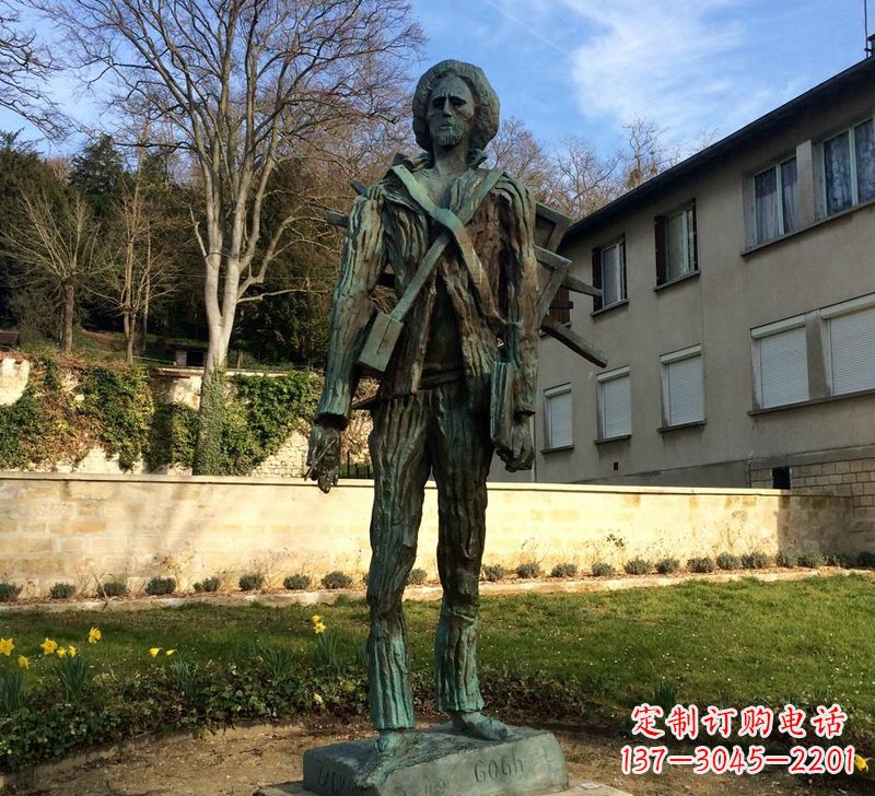 周口世界名人荷兰印象画派画家梵高青铜雕像