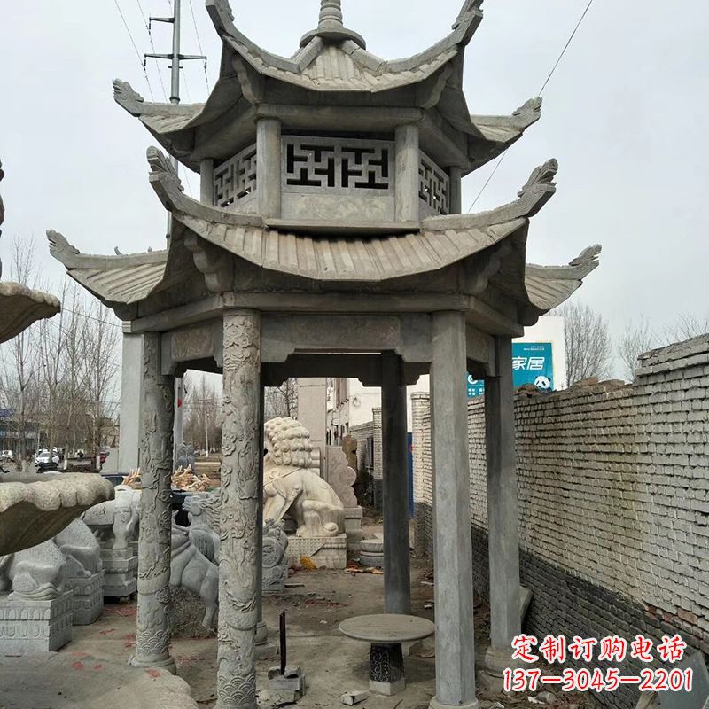 周口双层大理石凉亭雕塑