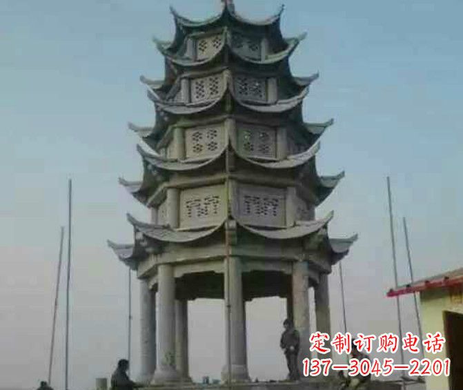 周口双层大理石凉亭石雕 (2)