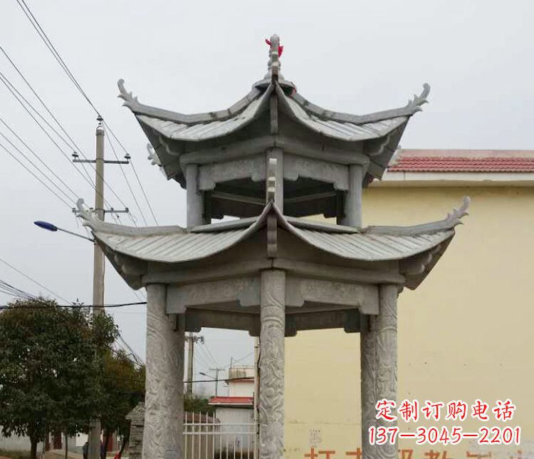 周口双层仿古凉亭石雕 (2)