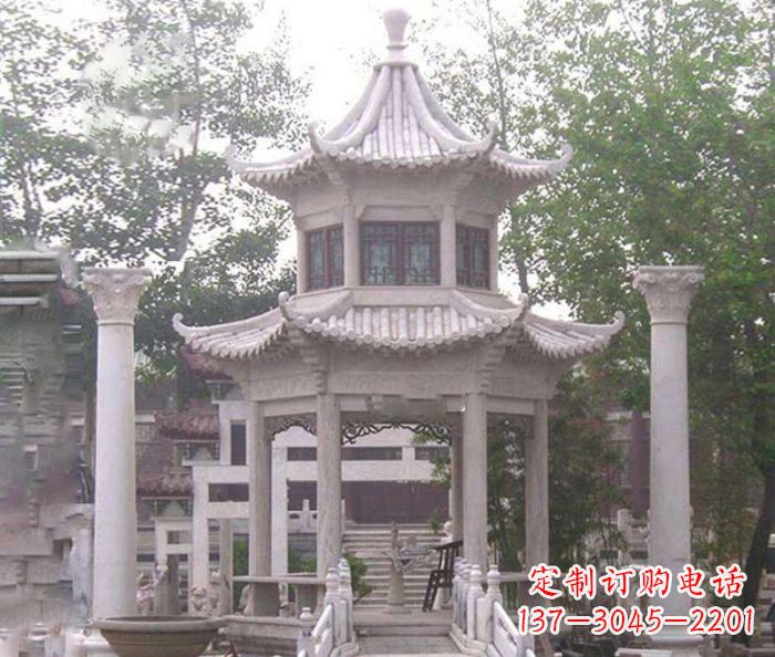 周口双层仿古凉亭石雕 (3)
