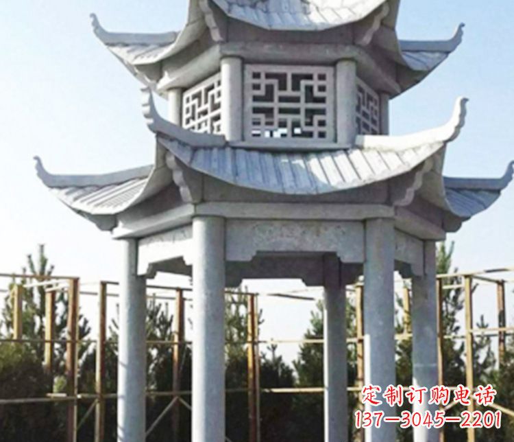 周口双层仿古石凉亭石雕_2