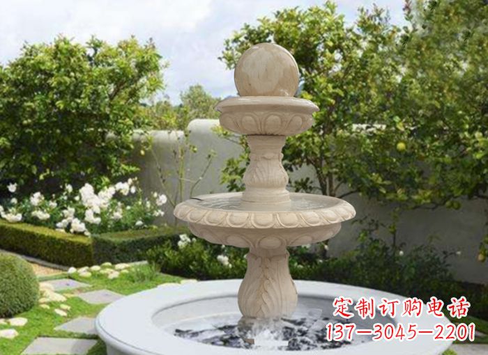 周口双层风水球喷泉别墅石雕
