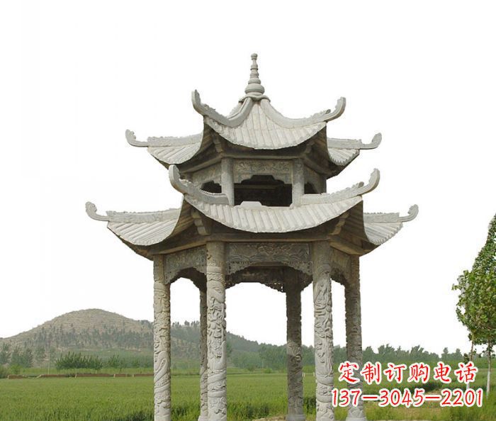 周口双层仿古石雕凉亭