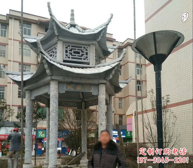 周口双层六角凉亭石雕