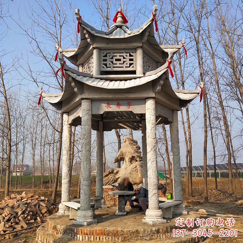 周口双层六角石凉亭