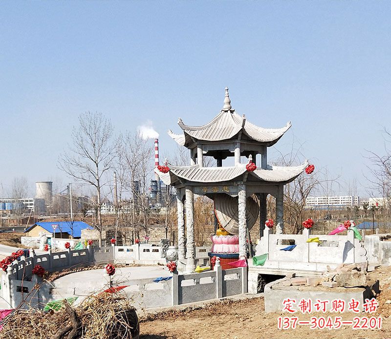 周口双层石凉亭石雕 (2)