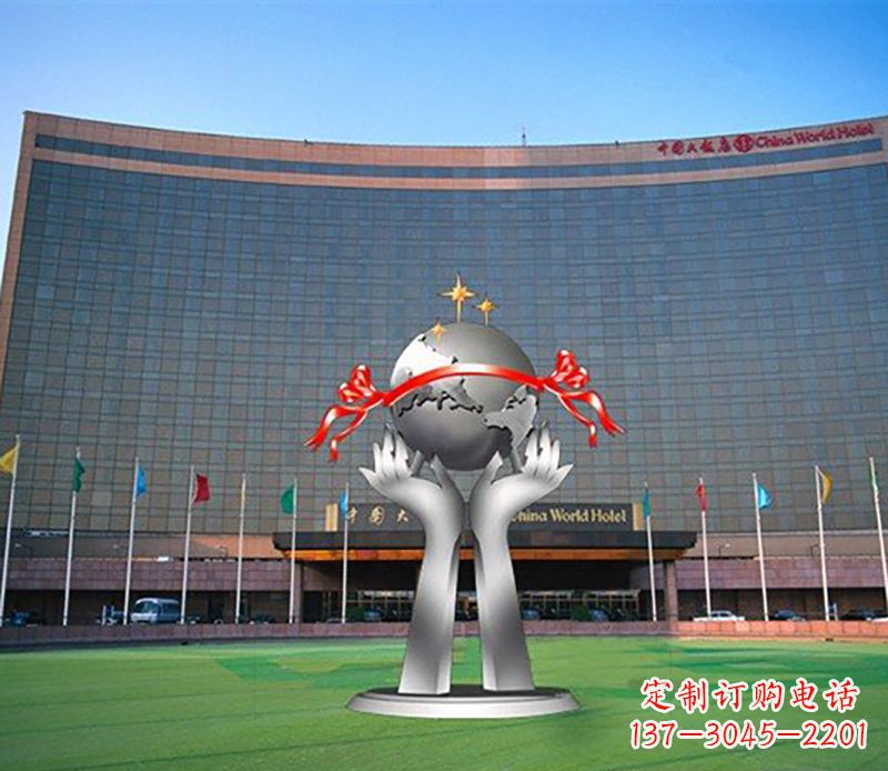 周口双手捧地球校园不锈钢雕塑