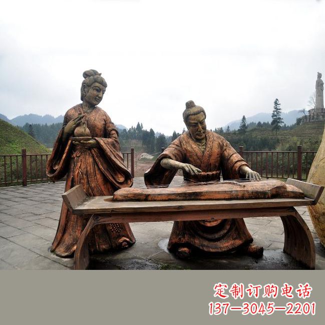 周口司马相如与卓文君铜雕塑像-城市广场历史名人情景雕塑