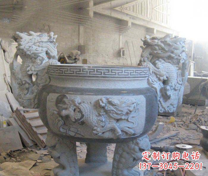 周口寺庙景观龙头水缸石雕