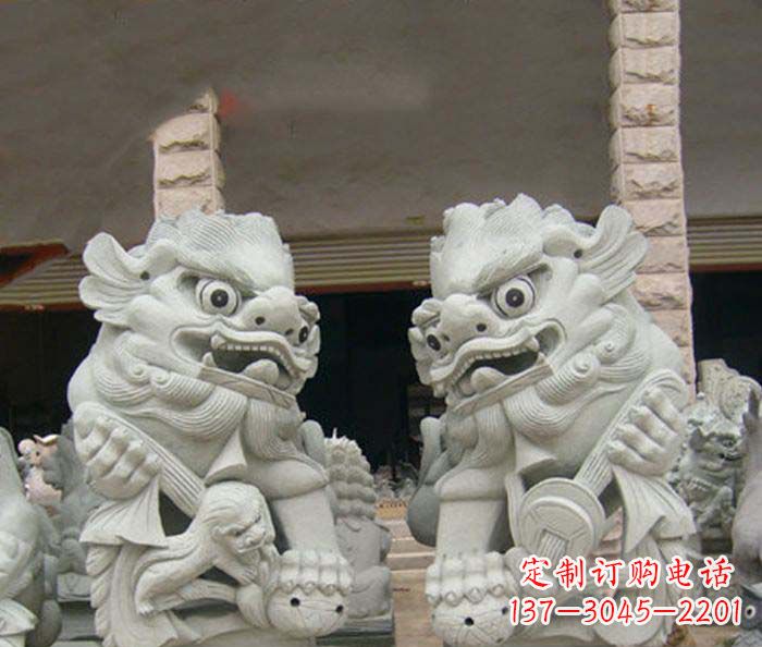 周口寺庙景观南方狮子石雕 (2)