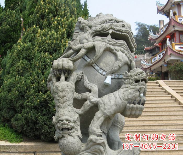 周口寺庙景观狮子石雕