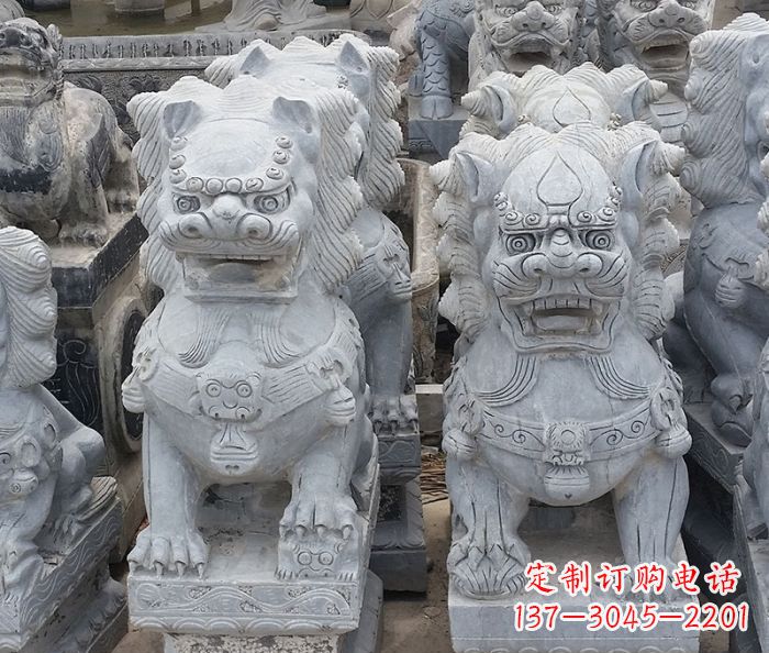 周口寺庙青石狮子石雕