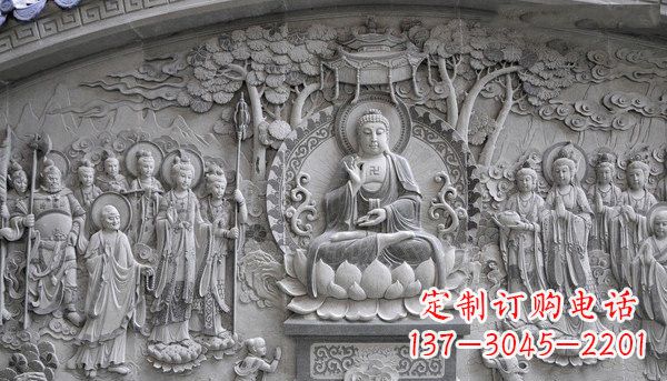 周口寺庙墙壁石浮雕佛像