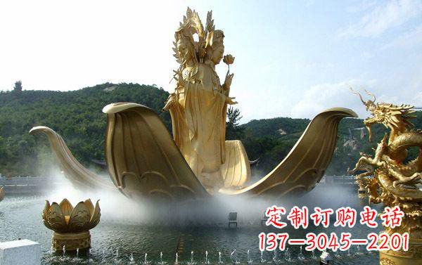 周口寺庙三面观音雕像