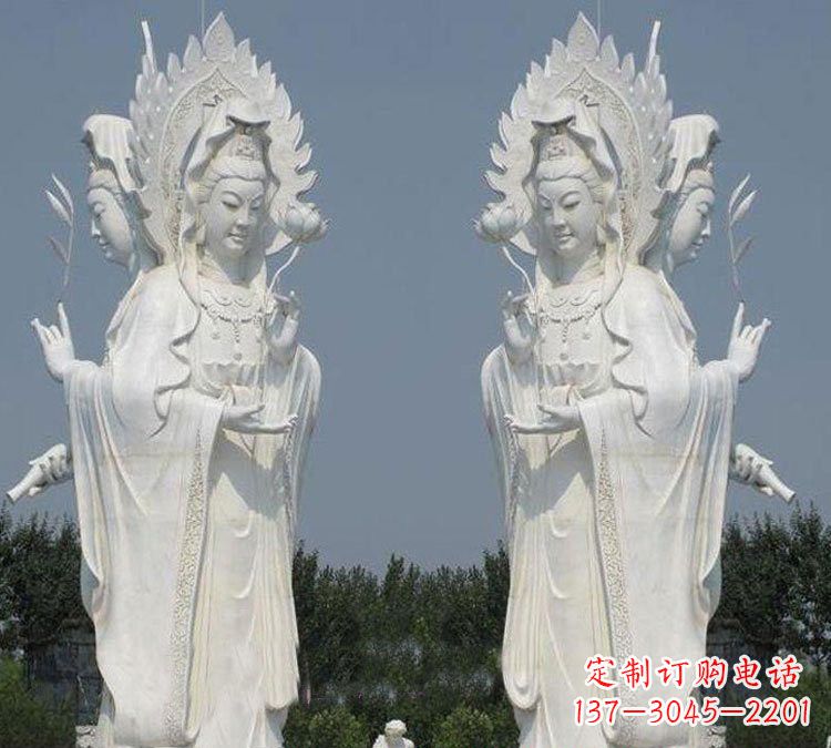 周口寺庙三面观音菩萨雕塑