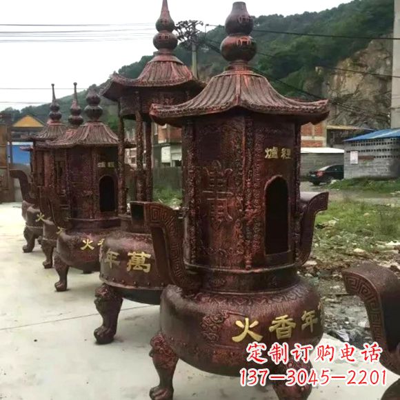 周口寺庙铜香炉雕塑