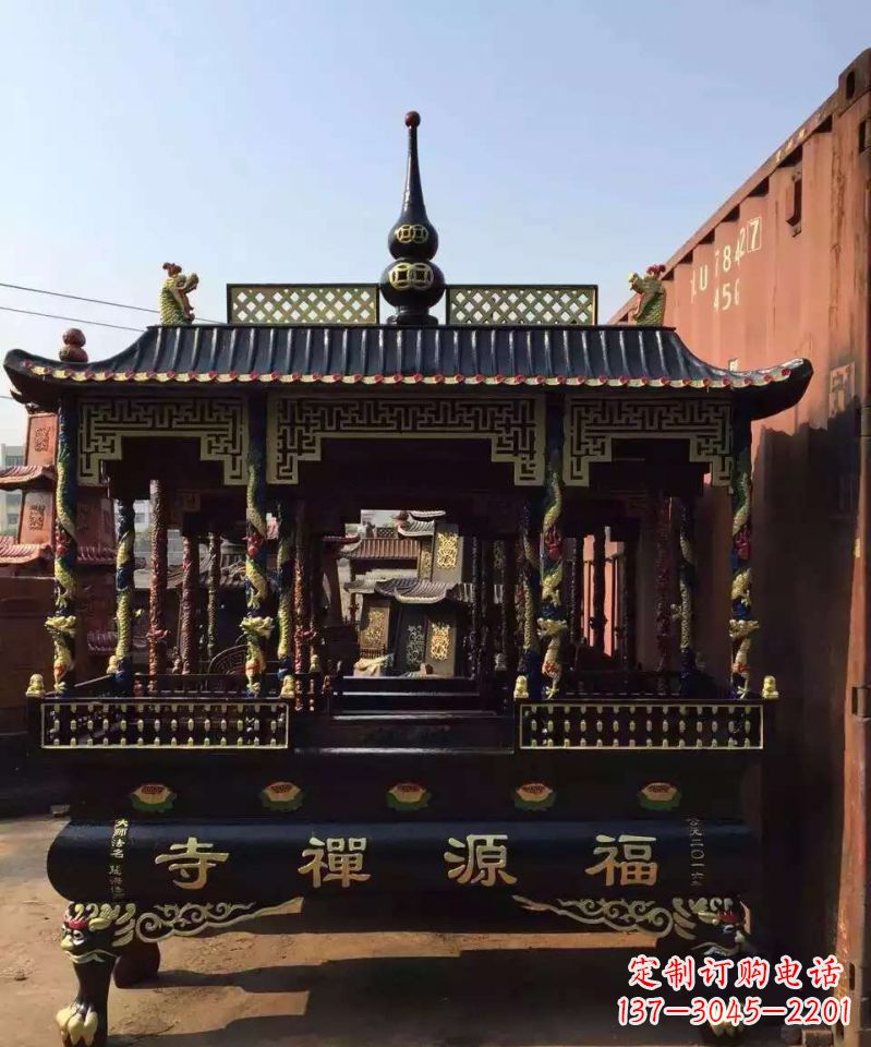 周口寺庙香炉铜雕 (2)