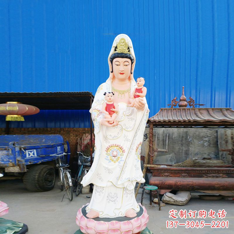 周口送子观音彩绘玻璃钢雕塑