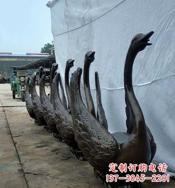 周口天鹅喷泉铜雕，园林喷泉水景流水组件