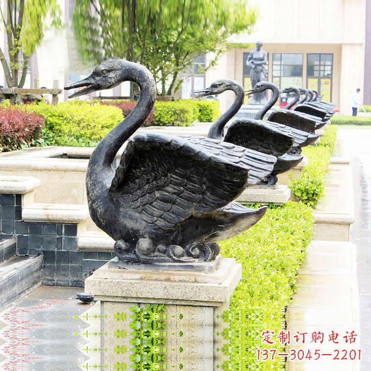 周口天鹅铜雕喷水喷泉-纯铜铸造公园水渠水景动物雕塑