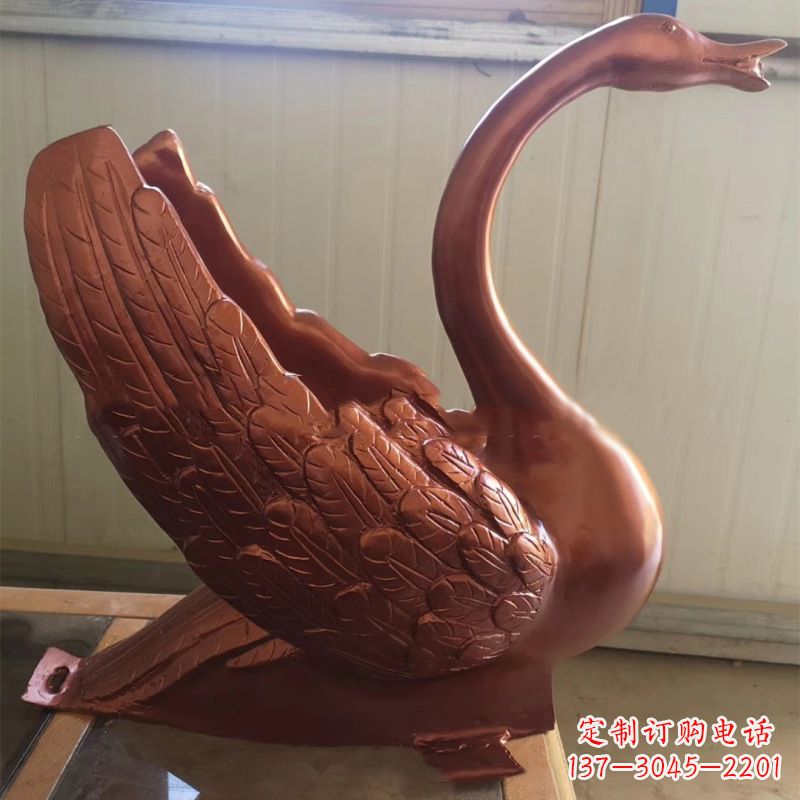 周口天鹅铜雕塑,喷泉吐水天鹅装饰摆件