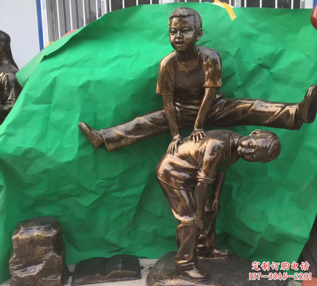 周口跳马儿童铜雕