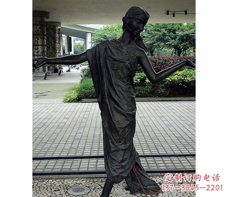 周口跳舞的女孩街边景观铜雕