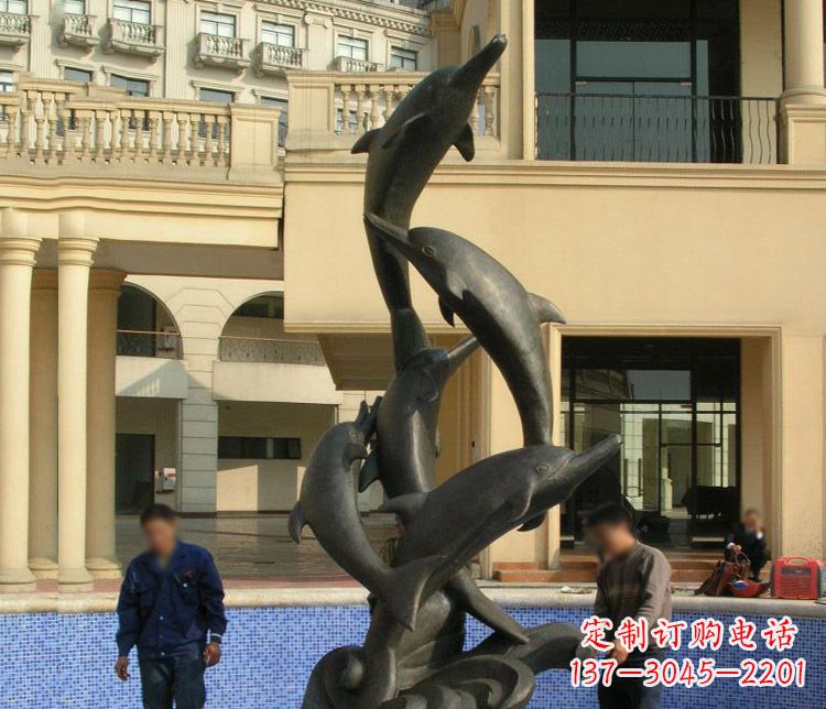 周口跳跃海豚景观铜雕