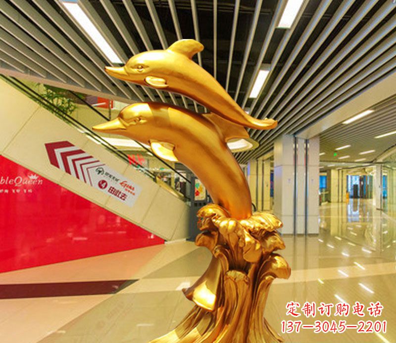 周口跳跃的海豚铜雕