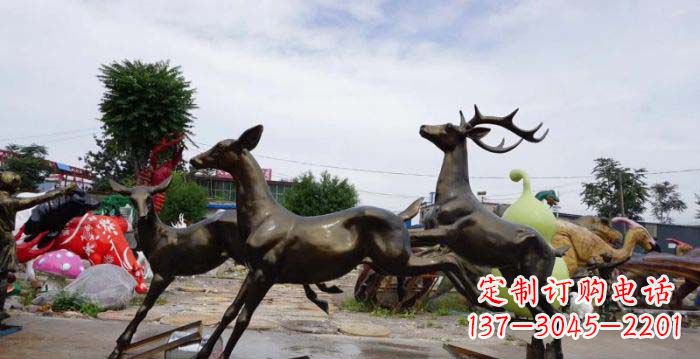 周口跳跃的小鹿铜雕