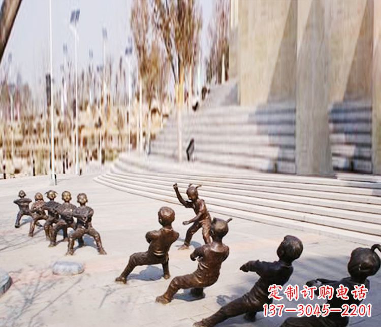 周口铜雕拔河儿童游戏雕塑