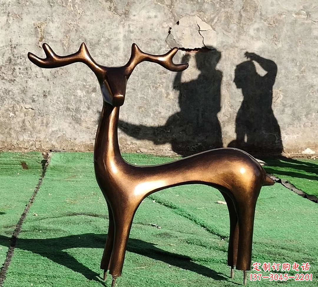 周口铜雕抽象小鹿雕塑