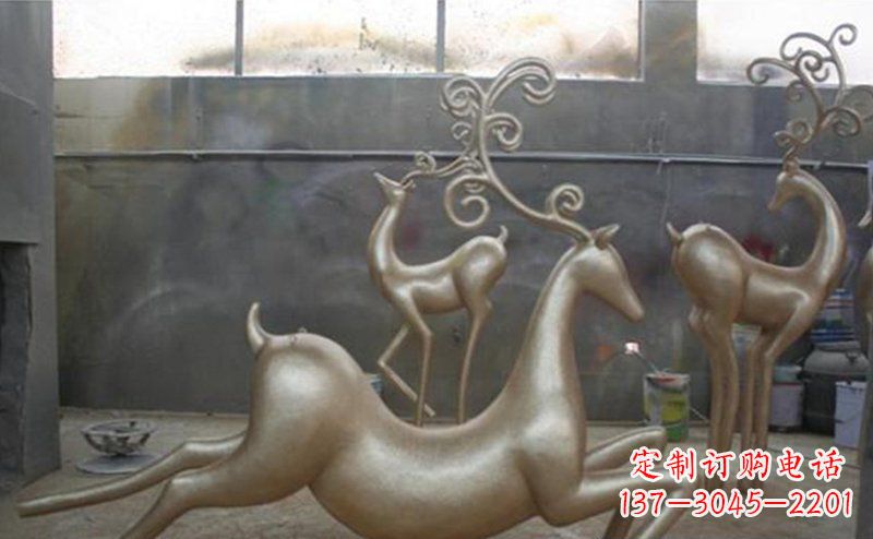 周口铜雕抽象树枝梅花鹿雕塑
