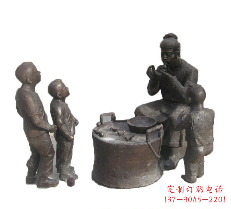 周口铜雕吹糖人的古代人物