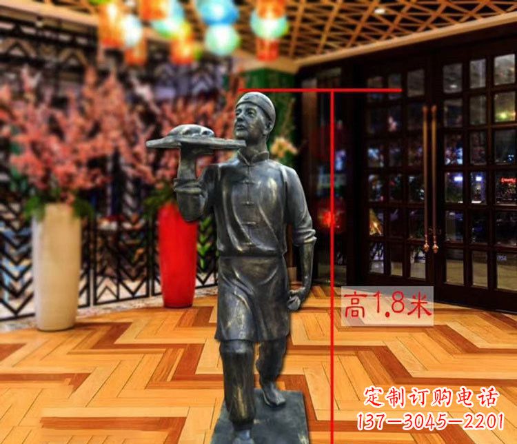 周口铜雕店小二人物雕塑 (2)