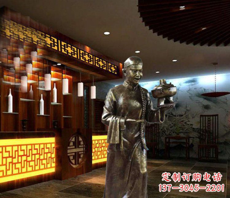 周口铜雕店小二小品人物雕塑