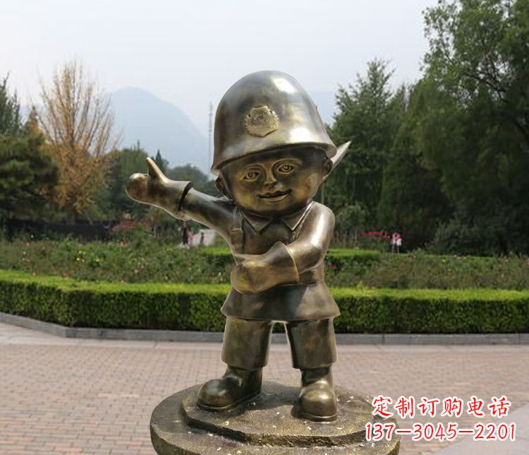 周口铜雕儿童交通警察