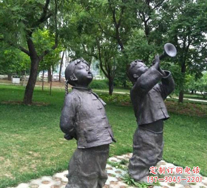 周口铜雕儿童吹唢呐