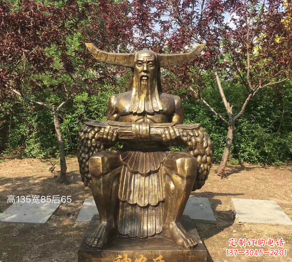 周口铜雕古代神农氏人物雕塑