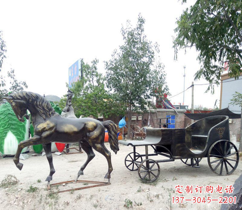 周口铜雕古代战马景观摆件