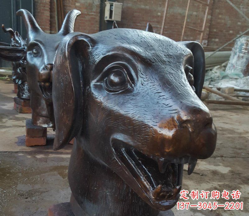 周口铜雕广场生肖动物头像装饰摆件