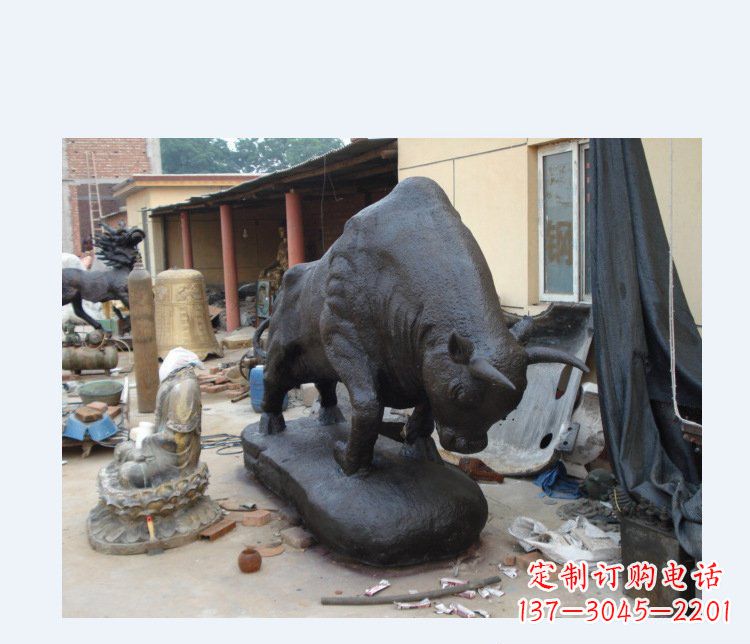 周口铜雕广场水牛动物雕塑