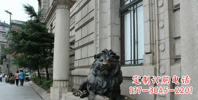周口铜雕跪姿狮子
