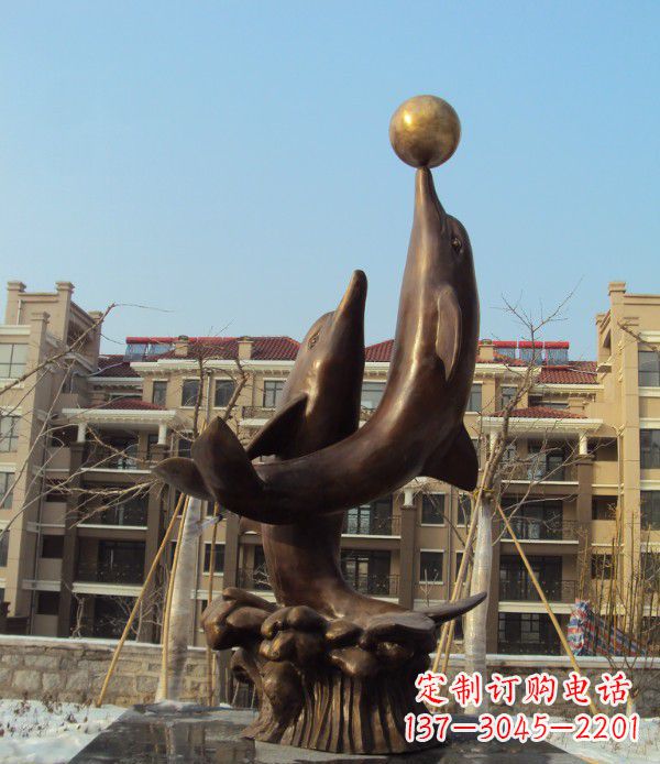周口铜雕海豚雕塑 (2)