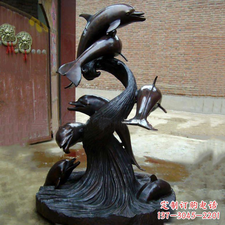 周口铜雕海豚景观雕塑