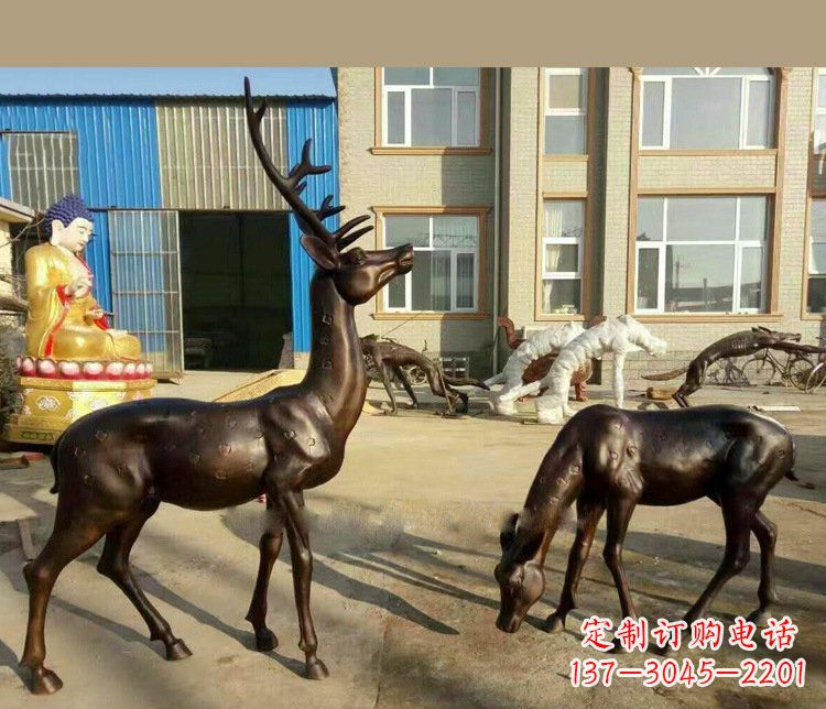 周口铜雕户外公园动物雕塑鹿摆件 (2)