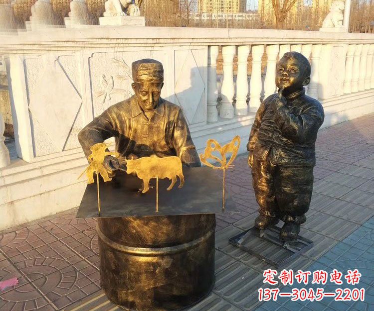 周口铜雕画糖人的人物