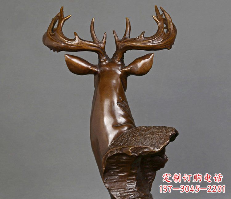周口铜雕吉祥招财鹿头雕塑摆件