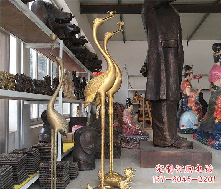 周口铜雕金属仙鹤动物雕塑